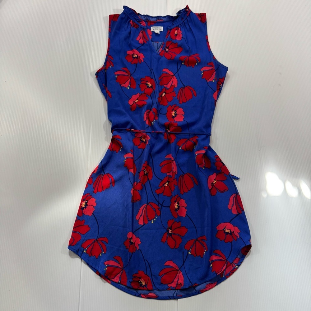 B75. Women’s Market & Spruce Blue and Red Floral Dress (M)